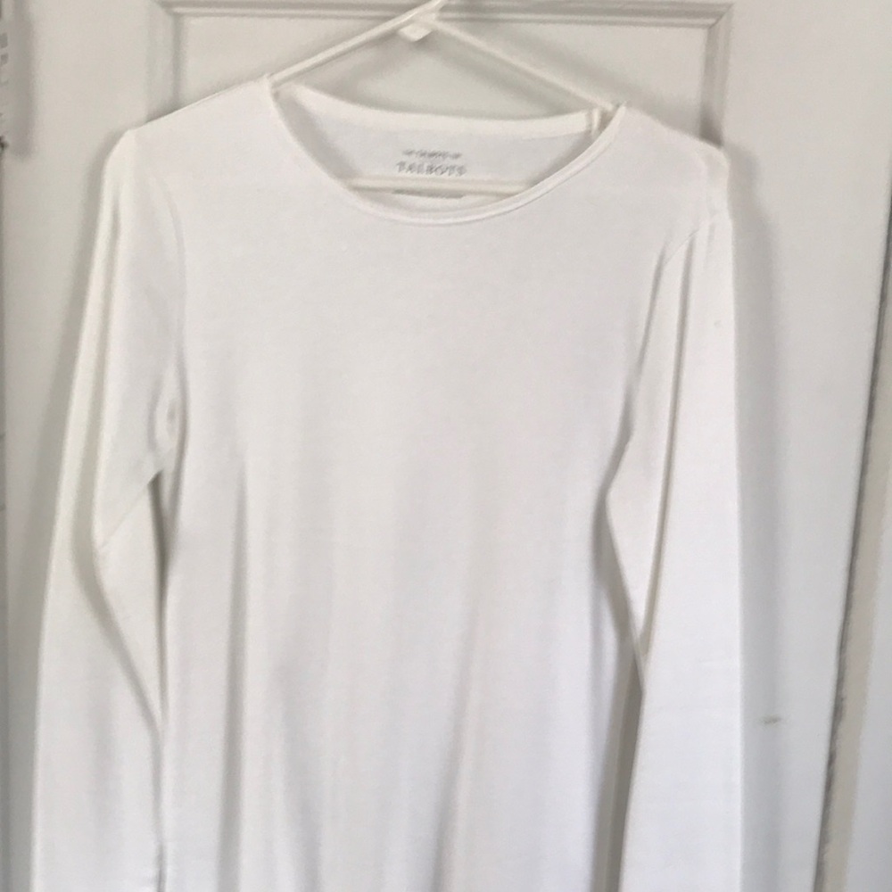 Talbots Women's White Long-Sleeve Crewneck Top, new.